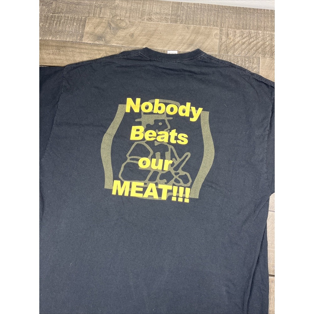 Y2K Mens Meat‎ Processing Butcher Gym Funny Protein Joke Guys Humor Comedy